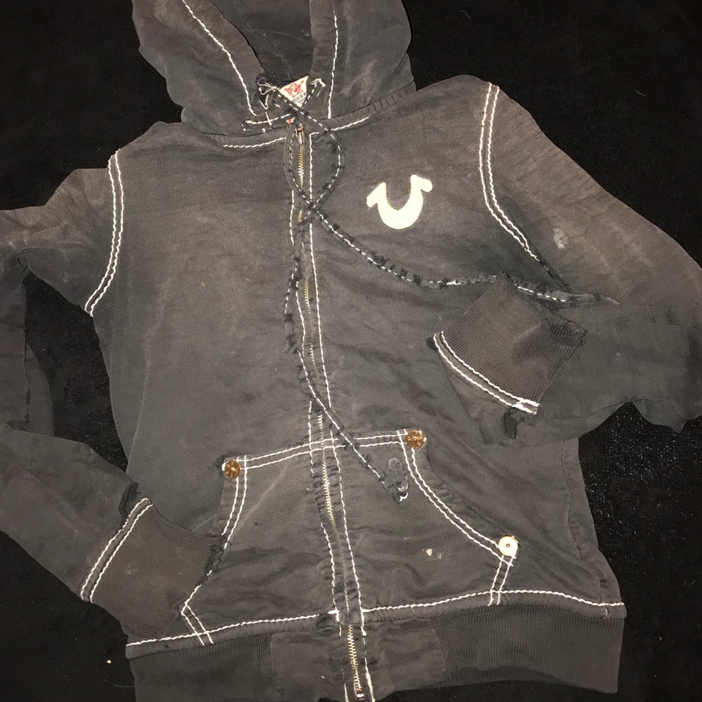 distressed True Religion sweater
